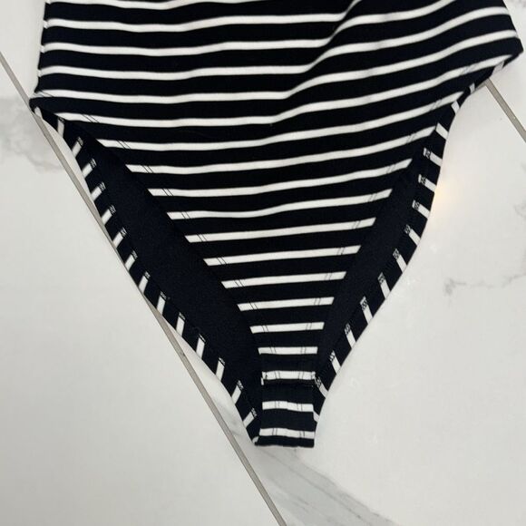 Nicholas Black and White Striped Bodysuit Sz M Like New - Picture 5 of 11